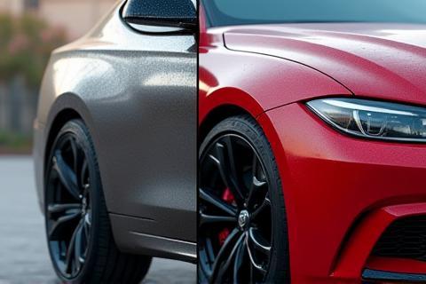 Before and after comparison of car exterior clean