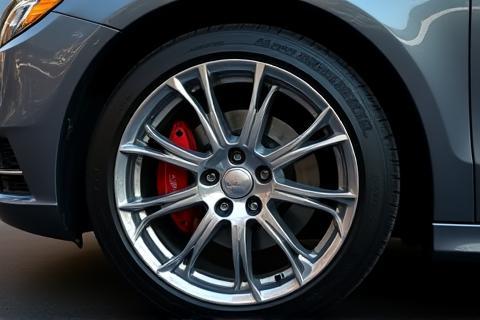 Shiny alloy wheel and tire after detailing